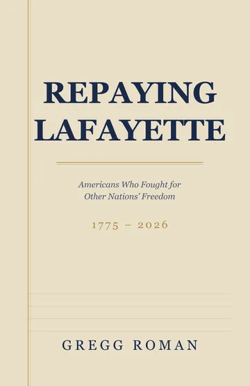 Repaying Lafayette placeholder cover: engraved navy lettering on aged parchment with a gold ledger rule.