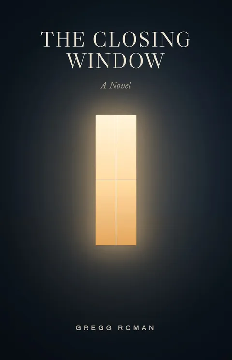 The Closing Window cover: a single amber-lit window in a midnight-blue city.